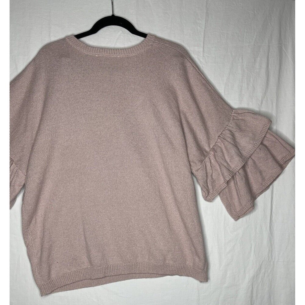 ELOQUII Women's Plus Ruffled Tiered Sleeve Sweater Pink Size 22/24 - Picture 7 of 9